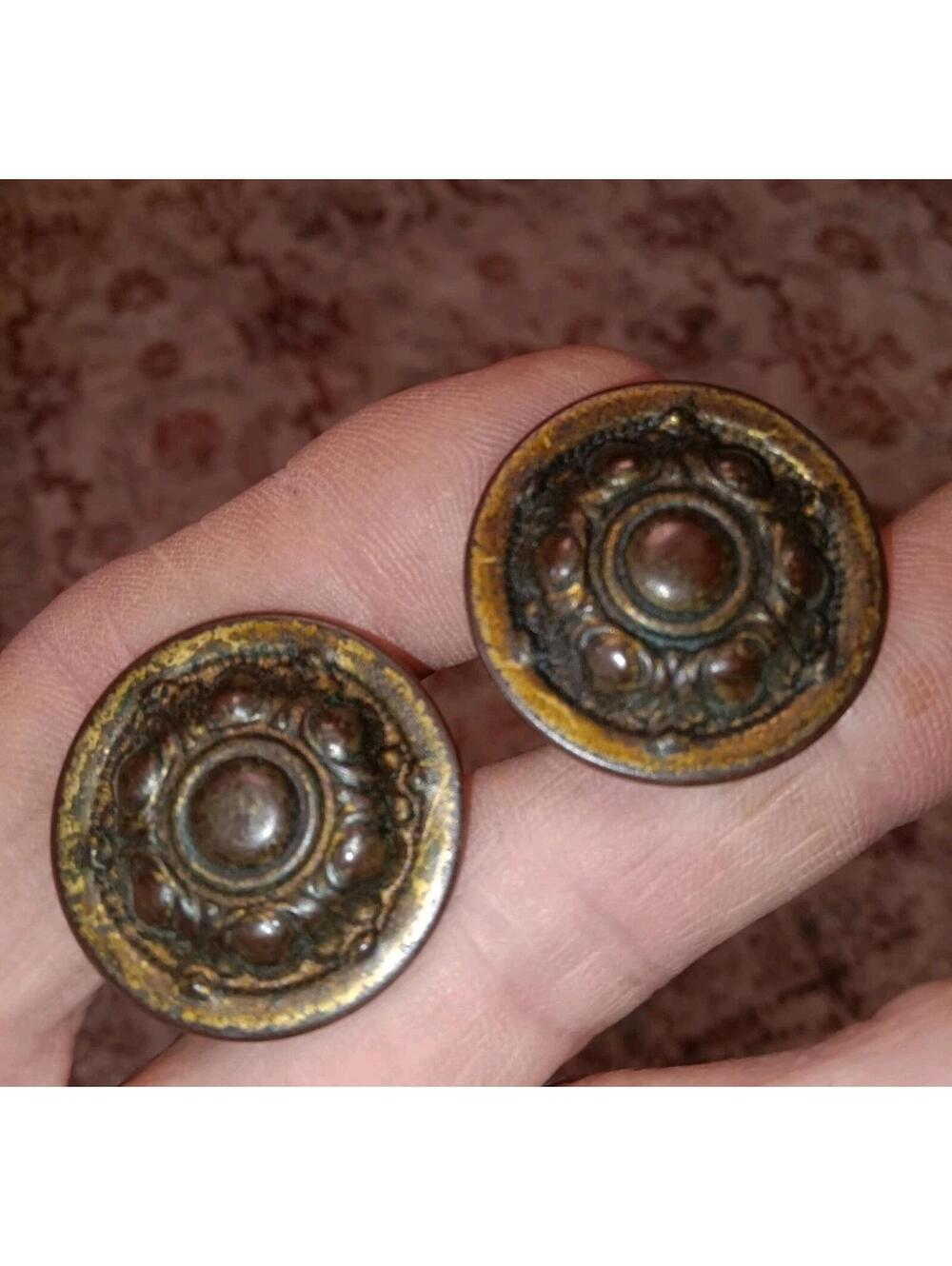 Original Drawer Pulls From An Late 19th-century J.P. Coats spool Drawer Brass